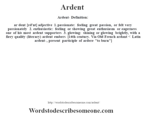 definition of ardent in literature